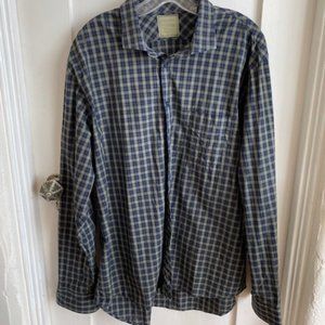 BILLY REID Cotton Standard Cut Navy/Olive Plaid LS Button Down Shirt - Size XXL